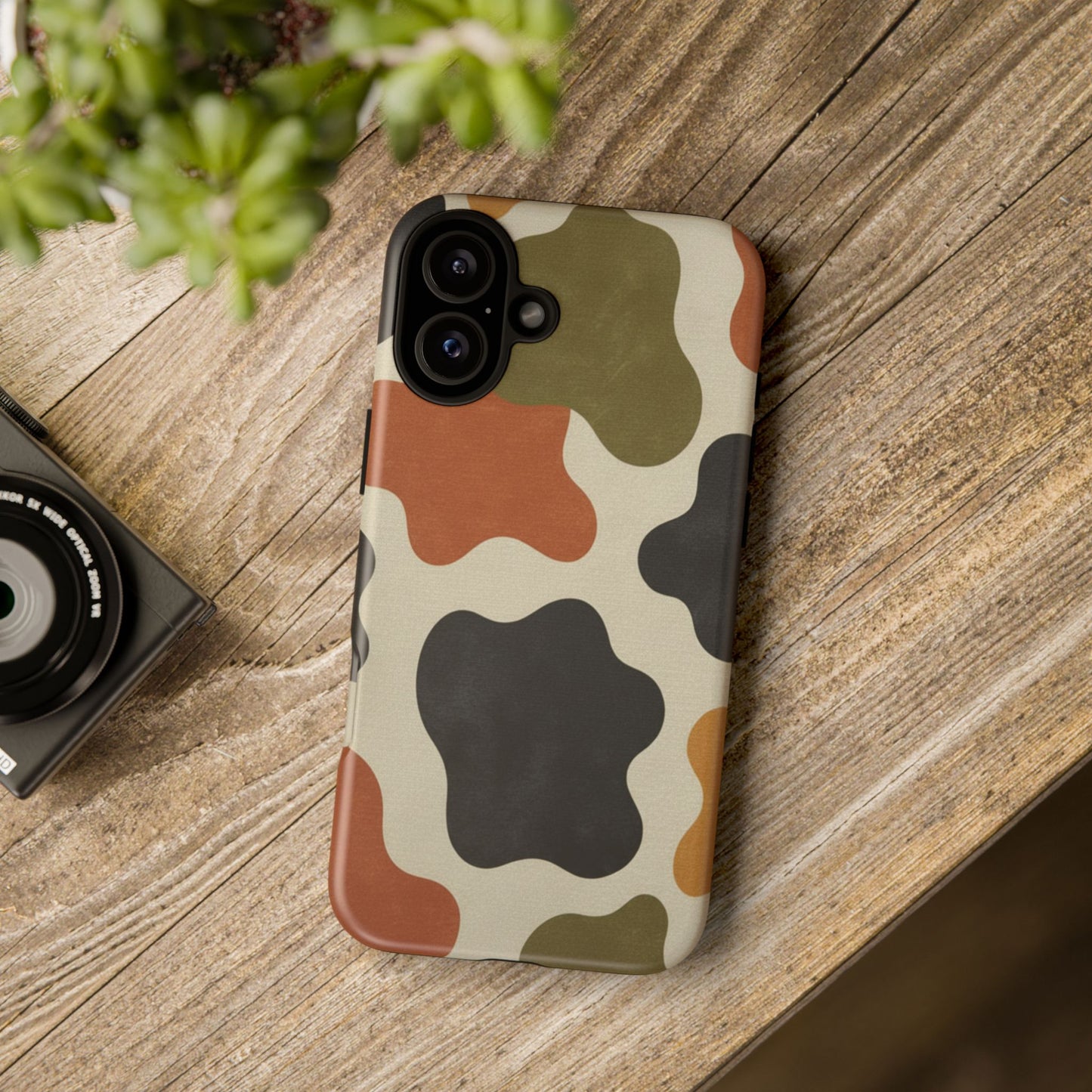 Retro Abstract Camouflage Phone Case — Earth Tone Tough Case