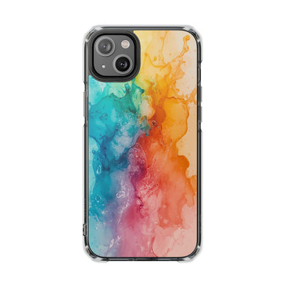 Clear Impact Phone Case — Rainbow Watercolor Splash Magnetic Compatible