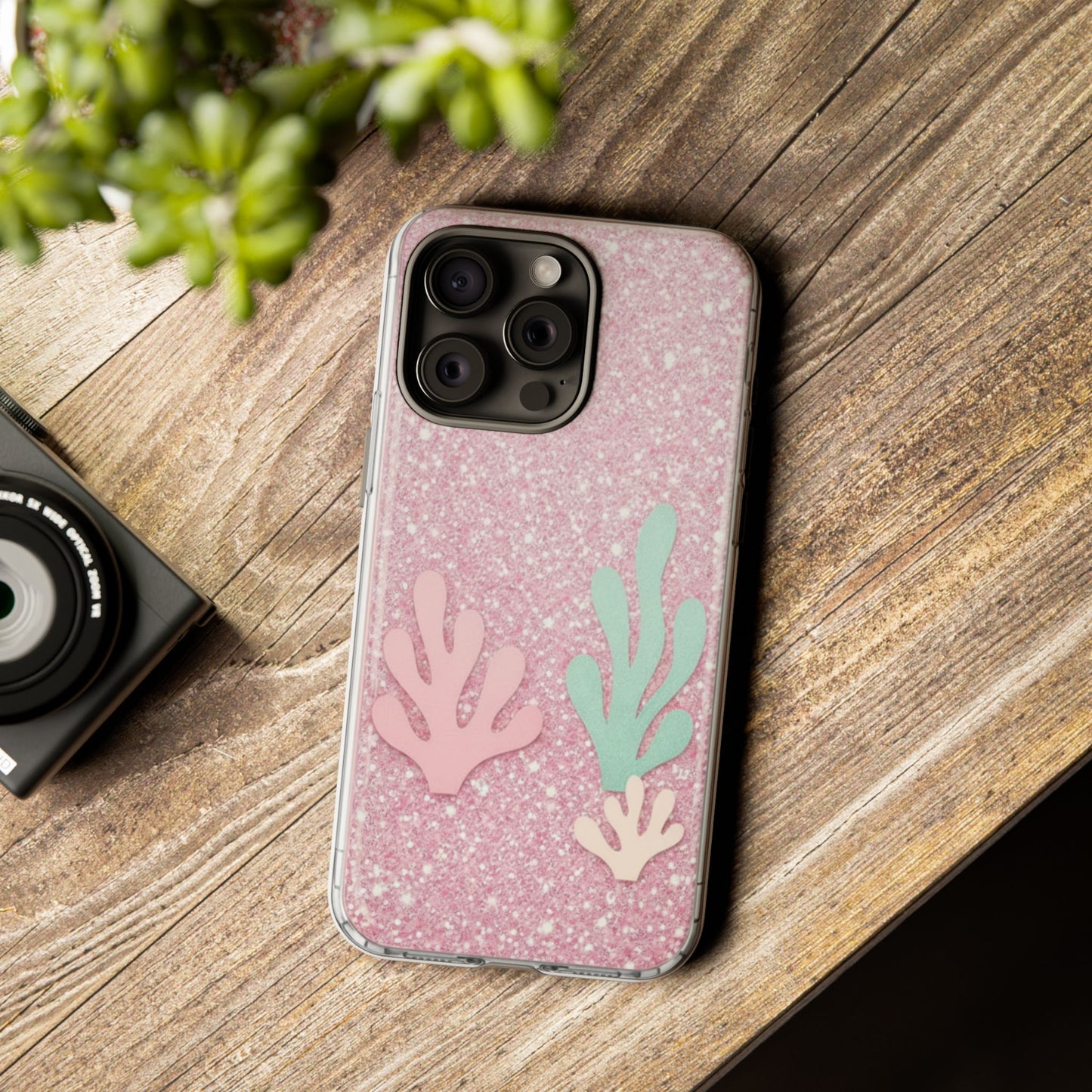 Pink Glitter Seaweed Tough Case - Sparkle Protective Phone Cover