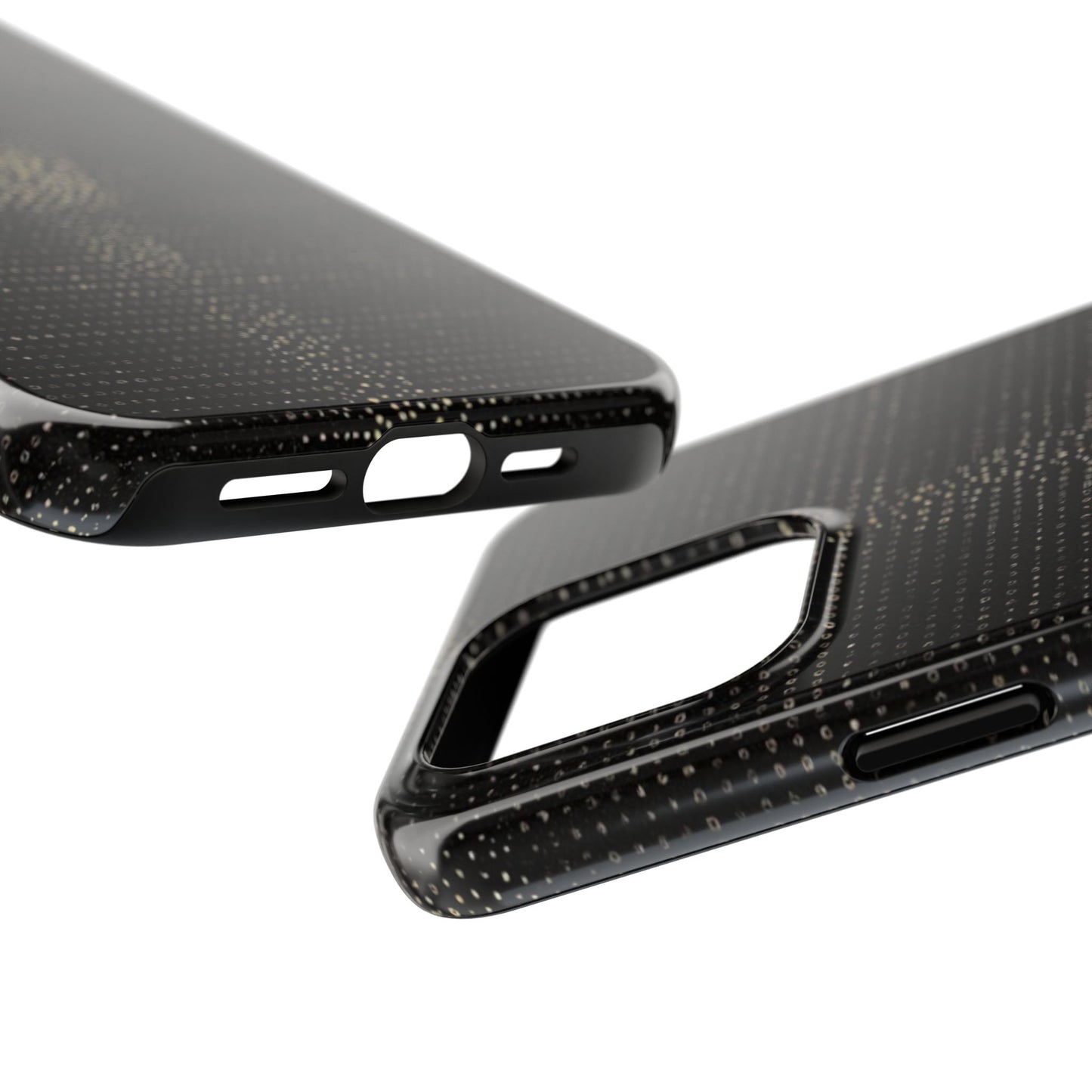 Tough Phone Case — Black Textured Metallic Dot Shield