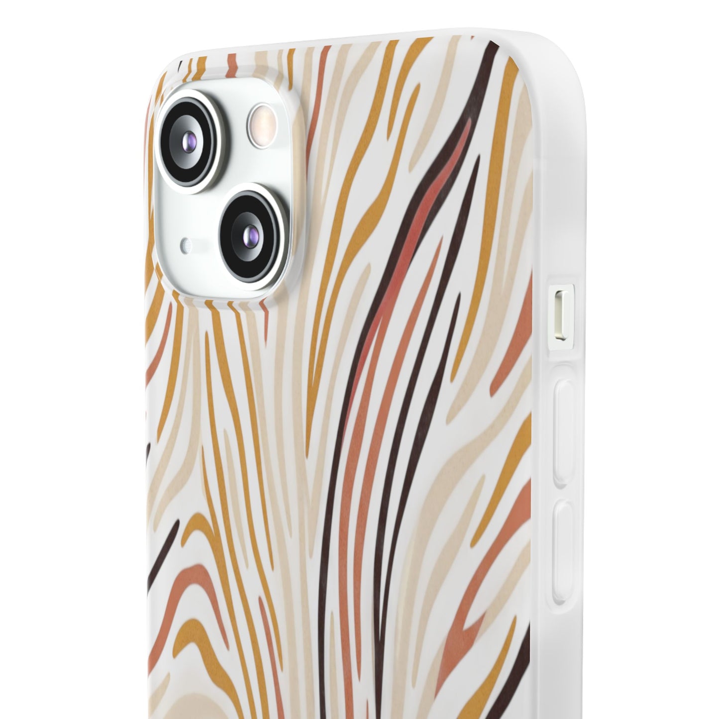 Marbled Neutral Stripe Phone Case — Abstract Beige & Terracotta Flexi Case
