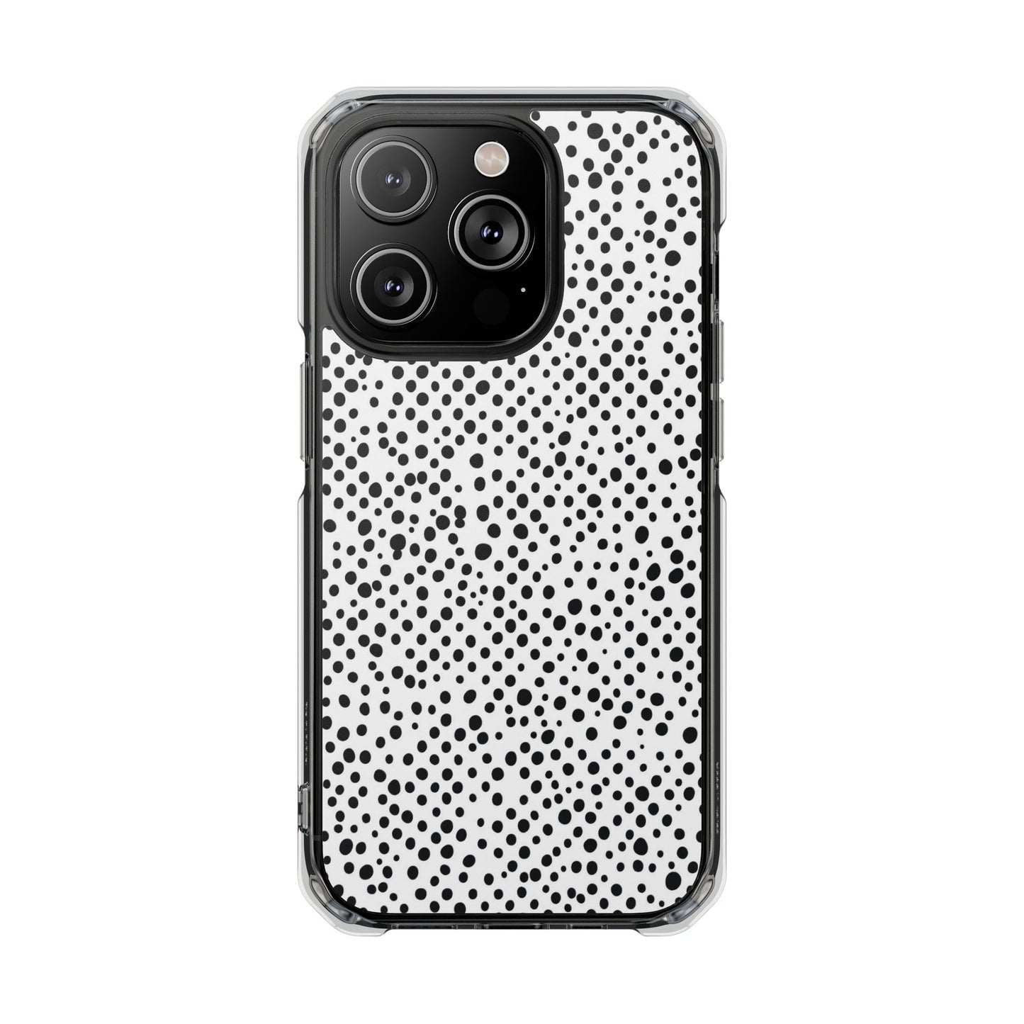 Clear Magnetic Phone Case — Black & White Speckled Pattern