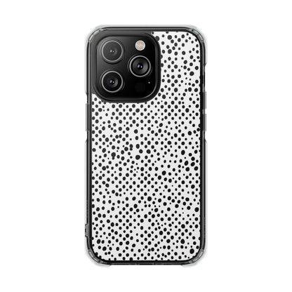 Clear Magnetic Phone Case — Black & White Speckled Pattern