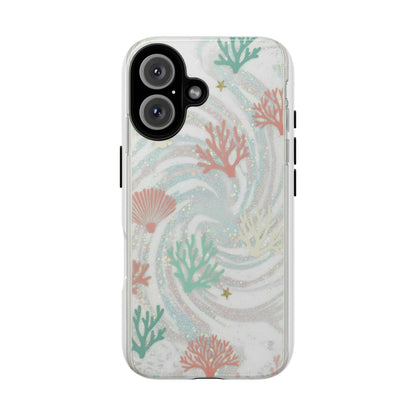 Seafoam Coral Tough Phone Case - Pastel Ocean Wave Design
