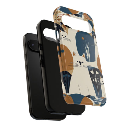 Cat Pattern Phone Case – Retro Abstract Cats Protective iPhone Cover