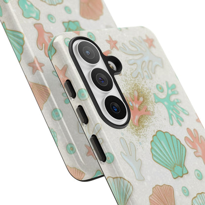 Seashell Coral Phone Case — Pastel Beach Shells Protective Tough Case