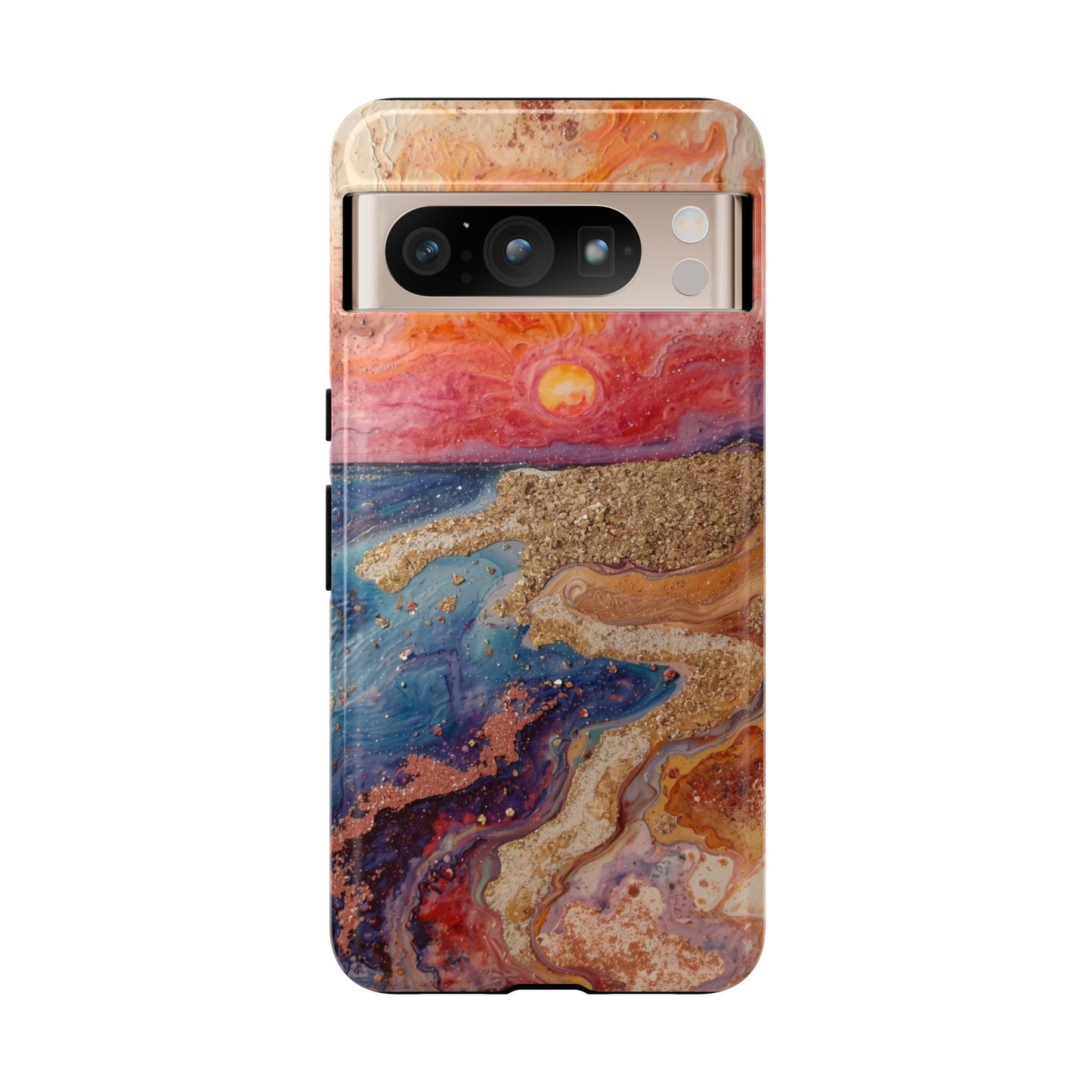 Sunset Coast Phone Case — Colorful Abstract Beach Art Tough Case