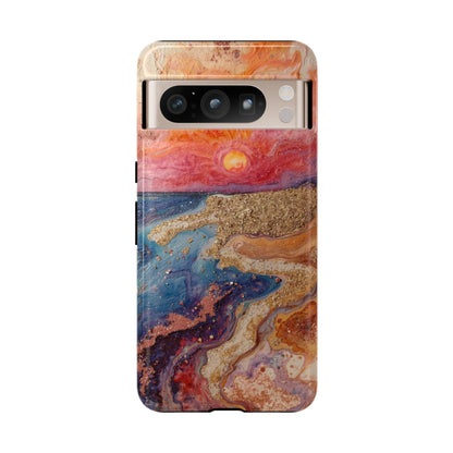 Sunset Coast Phone Case — Colorful Abstract Beach Art Tough Case