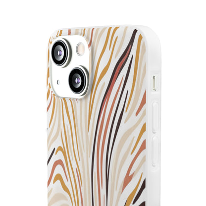 Marbled Neutral Stripe Phone Case — Abstract Beige & Terracotta Flexi Case