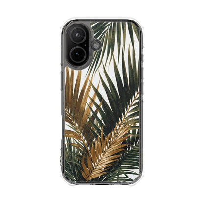 Clear Magnetic Phone Case with Tropical Palm Leaves Design