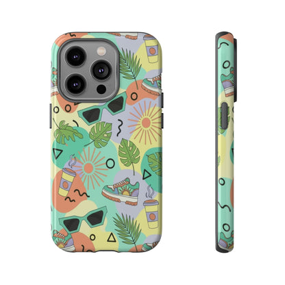 Tropical Summer Phone Case — Retro Sunglasses, Sneakers & Palm Pattern