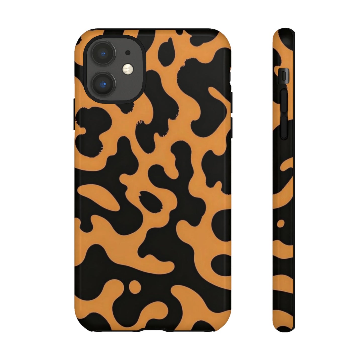 Leopard Print Phone Case — Orange & Black Tough Pattern Protective Cover