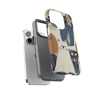 Cat Pattern Phone Case – Retro Abstract Cats Protective iPhone Cover