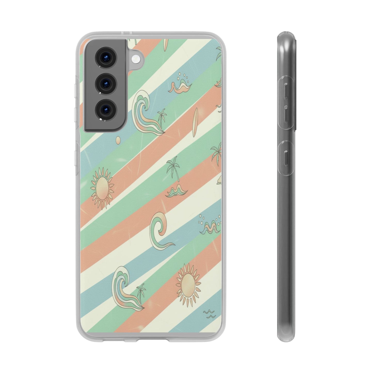 Beach Vibes Phone Case — Retro Pastel Surf & Palm Protective Flexi Case