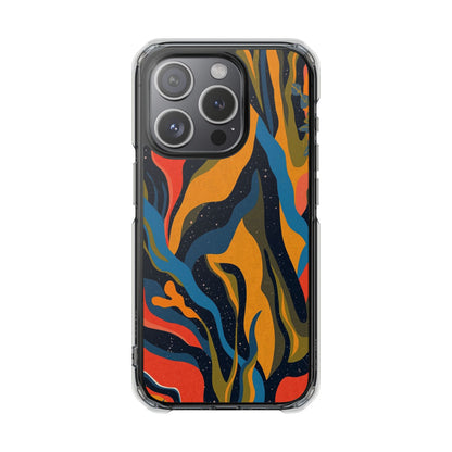 Clear Magnetic Phone Case — Retro Swirl Abstract Design