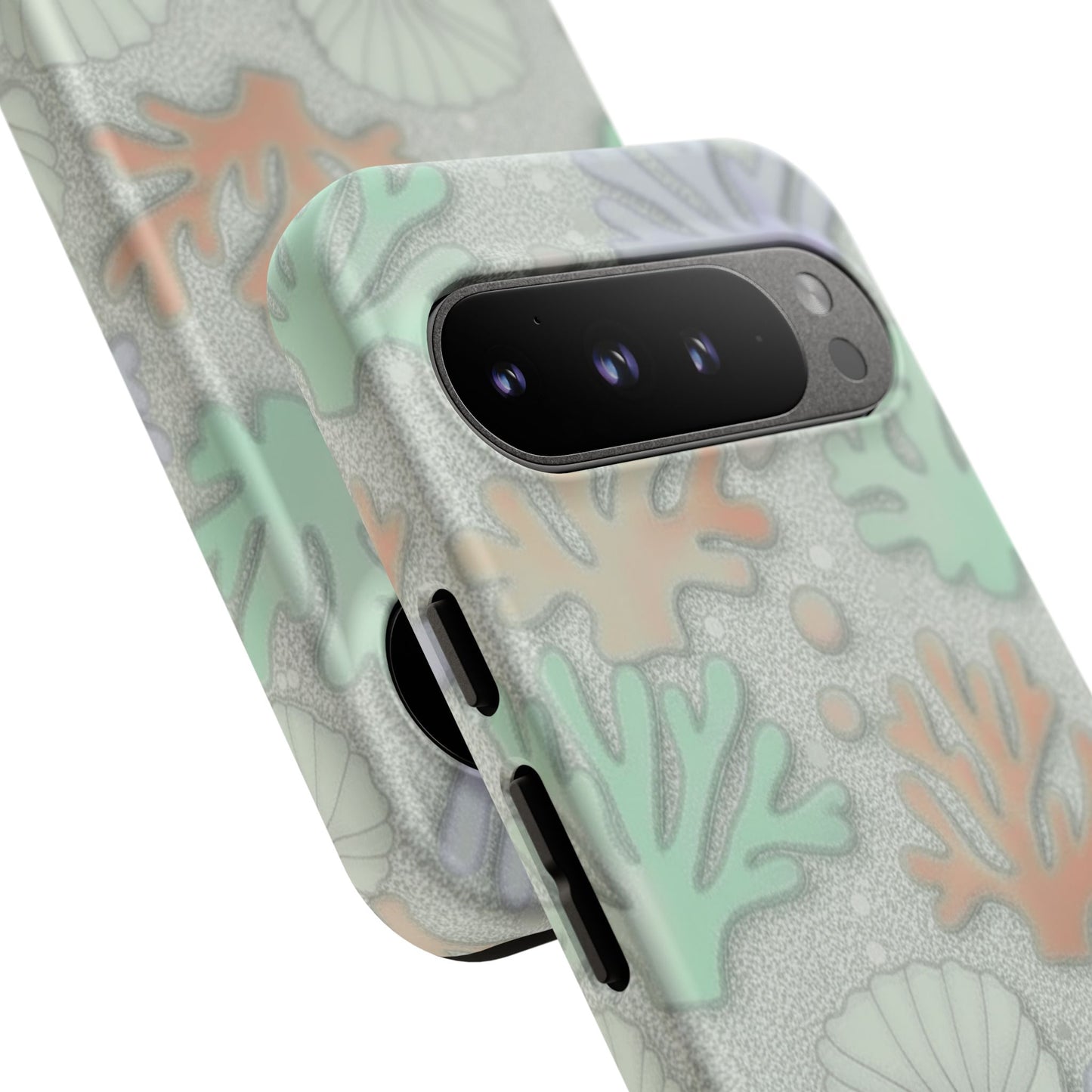 Pastel Coral Reef Tough Phone Case – Sea Shell & Coral Pattern Durable Protector