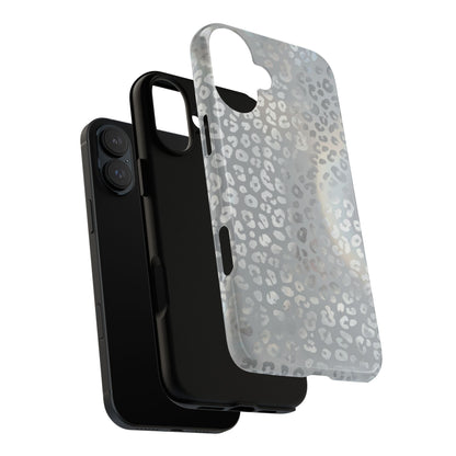 Grey Leopard Print Tough Phone Case — Durable Protective iPhone Cover