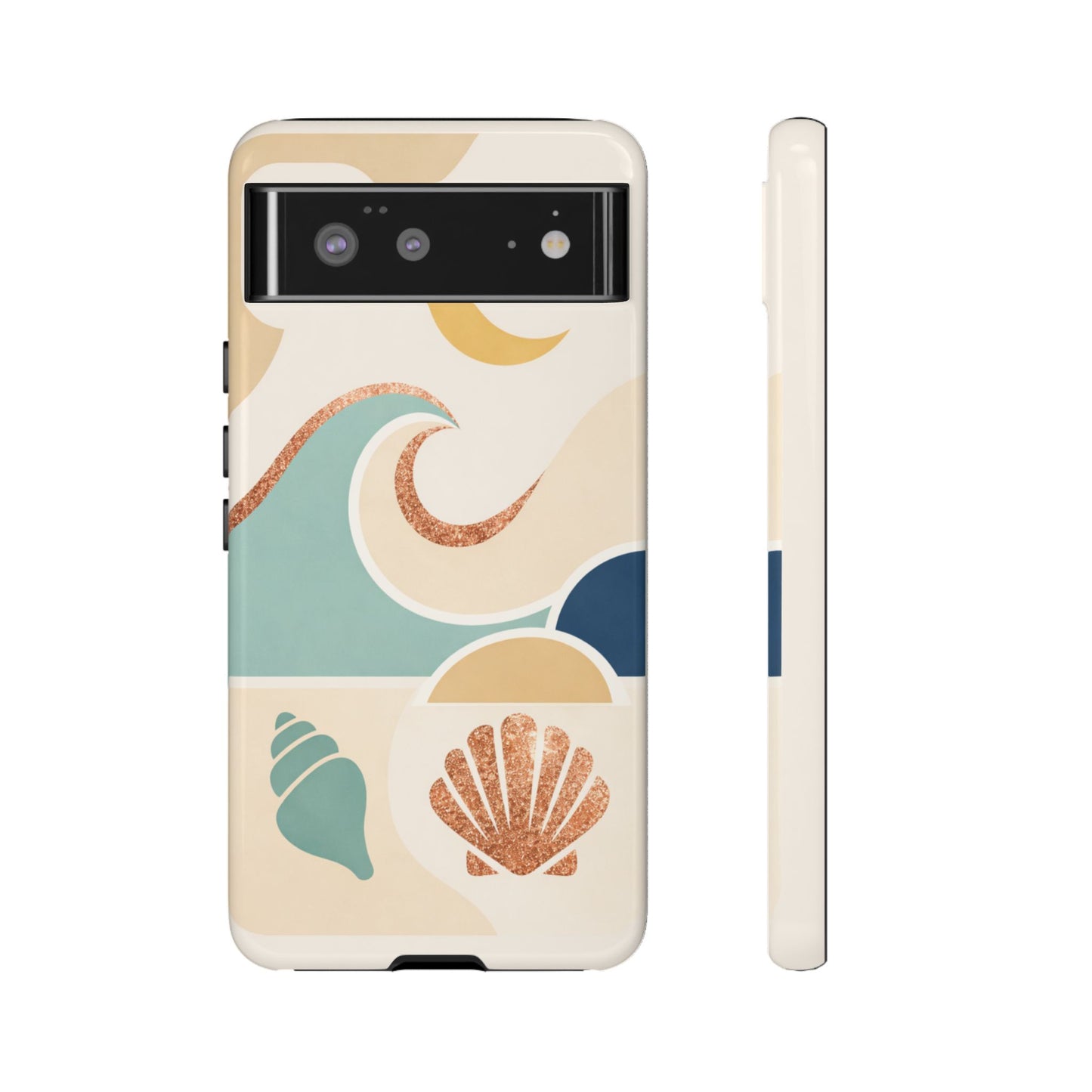 Sea Breeze Tough Phone Case — Retro Waves & Shells Design