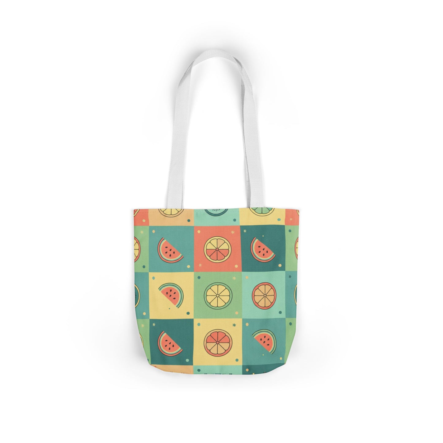 Citrus Patchwork Canvas Tote — Summer Fruit Market Bag