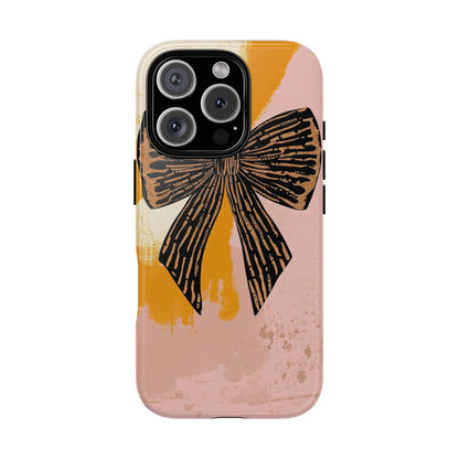 Bow Brushstroke Tough Phone Case — Pink & Mustard