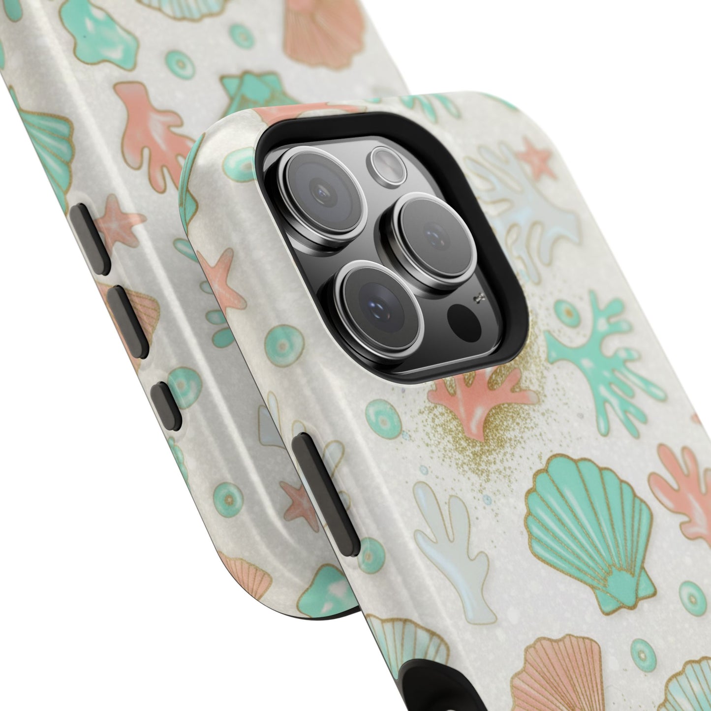 Sea Shells Magnetic Impact Phone Case — Pastel Coral & Teal Beach Design