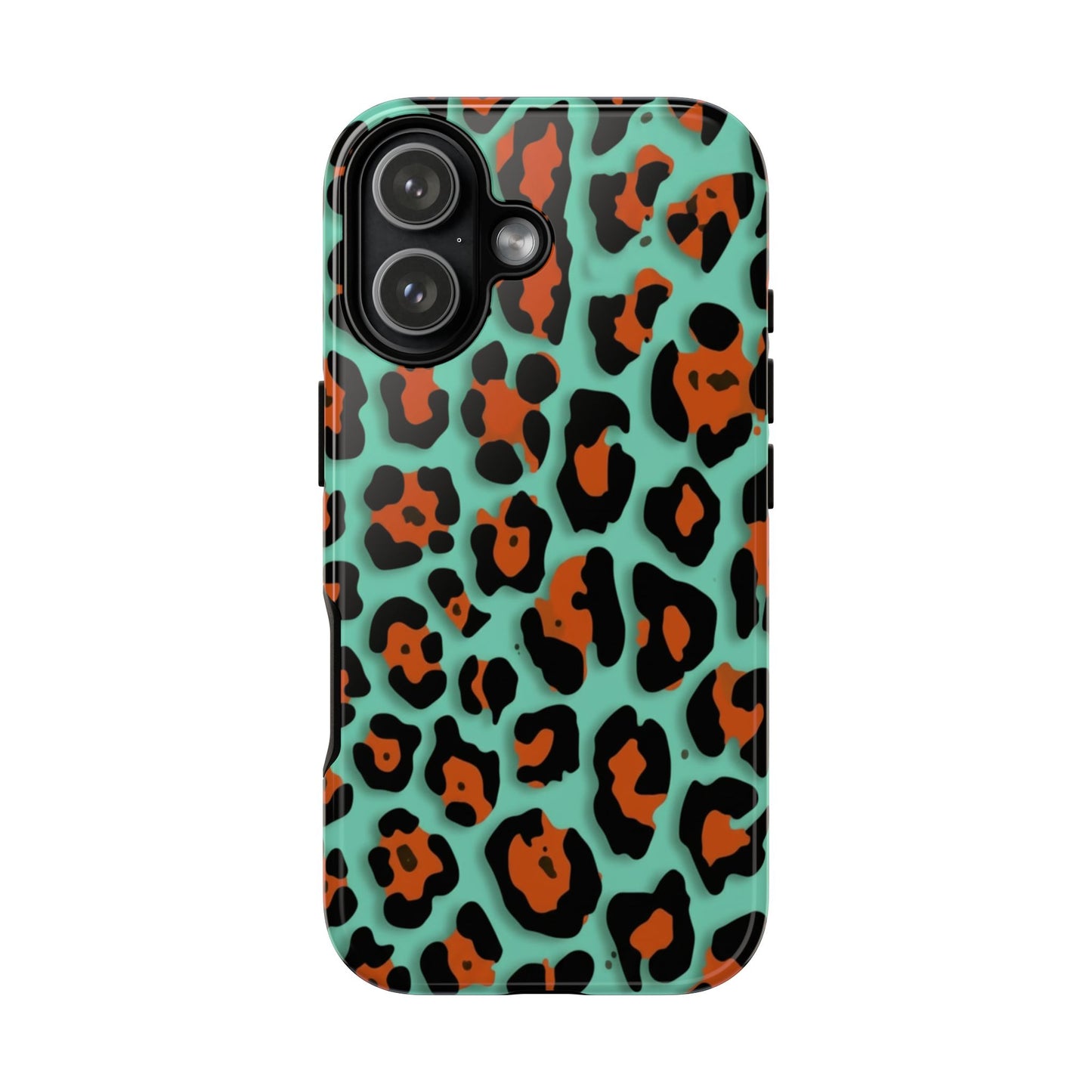 Teal & Rust Leopard Phone Case — Tough Protective Animal Print