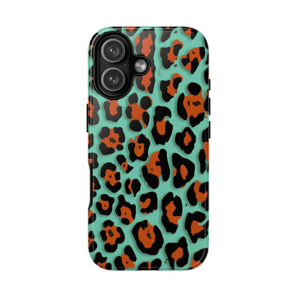 Teal & Rust Leopard Phone Case — Tough Protective Animal Print
