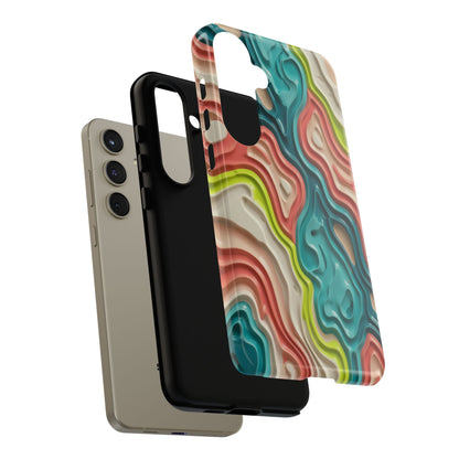 Abstract Contour Phone Case — Colorful Topographic Pattern Tough Case