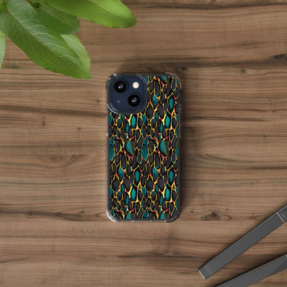 Teal Gold Leopard Clear Phone Case