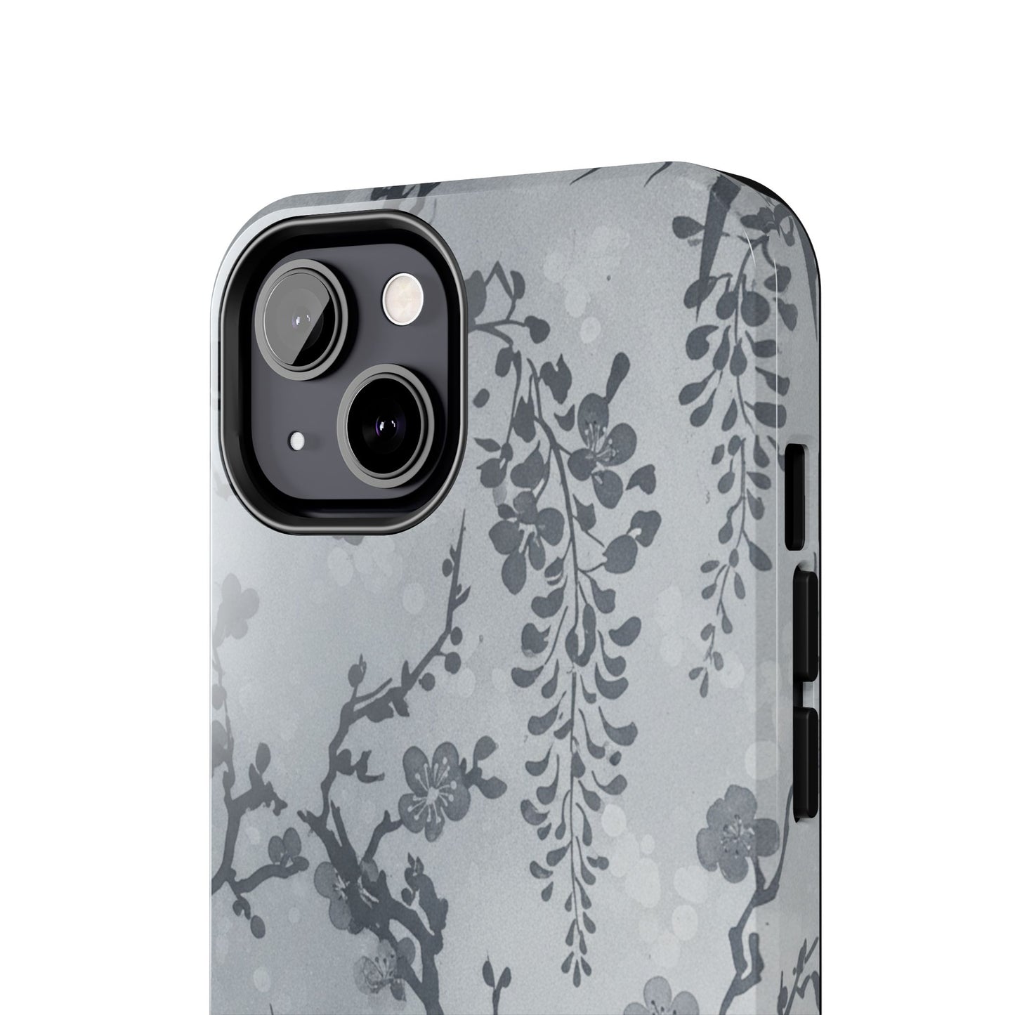 Tough Phone Case — Gray Cherry Blossom Ink Floral Design