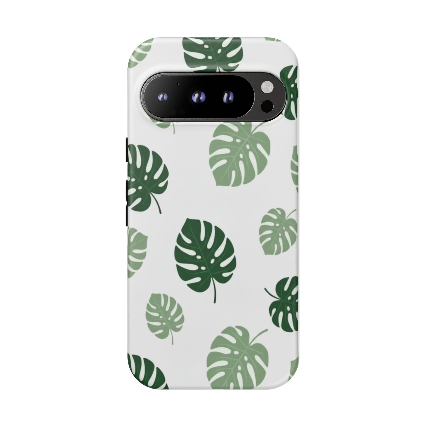 Monstera Leaf Tough Phone Case – Tropical Green Palm Pattern Protective Cover