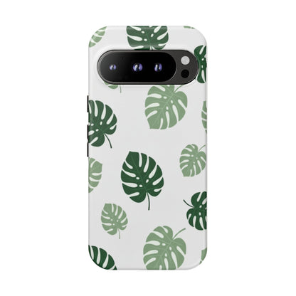 Monstera Leaf Tough Phone Case – Tropical Green Palm Pattern Protective Cover