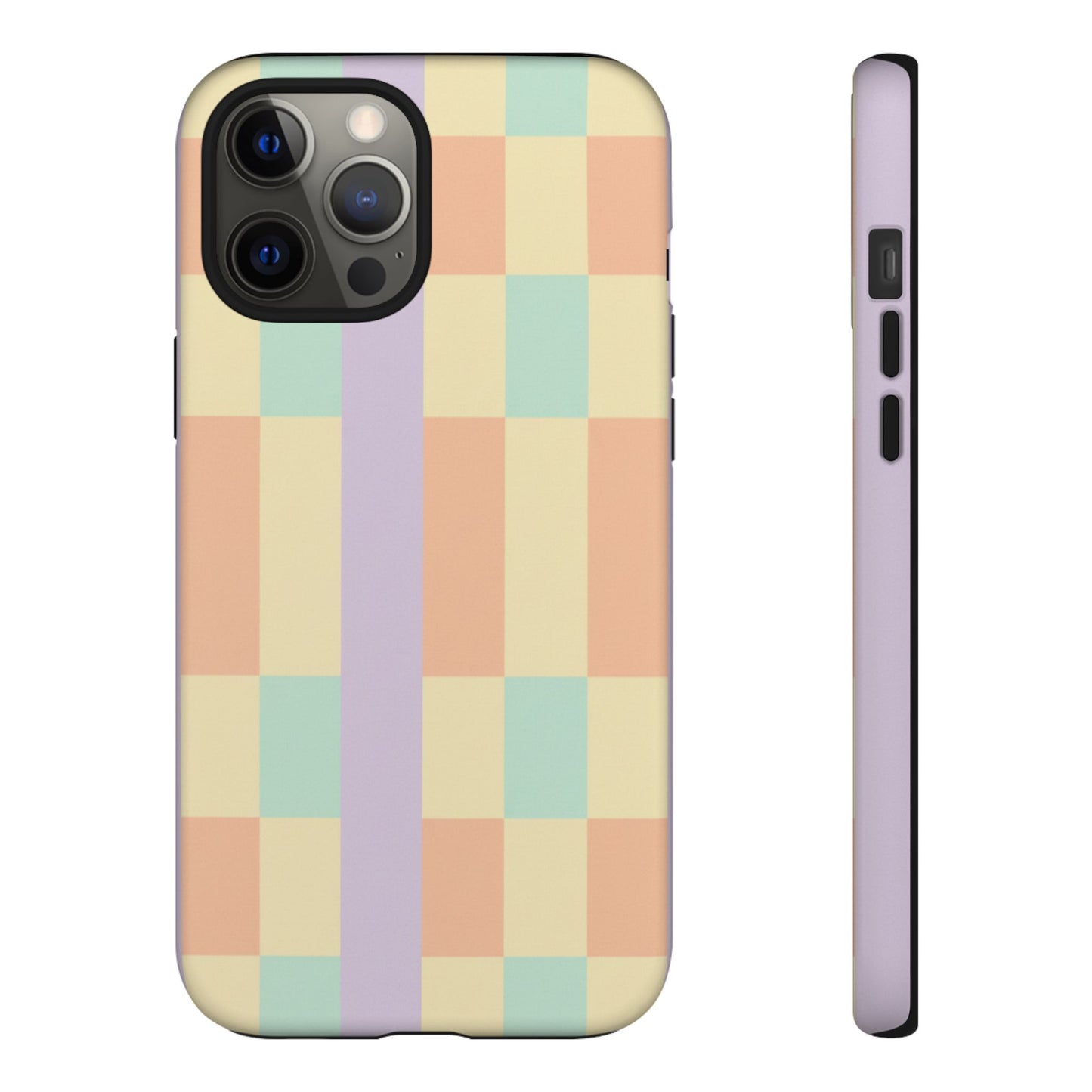 Pastel Checkered Phone Case — Retro Stripe Tough Case
