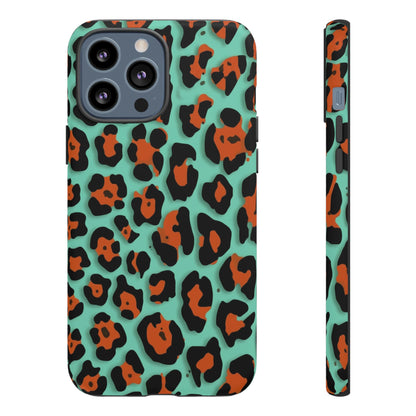 Teal & Rust Leopard Phone Case — Tough Protective Animal Print