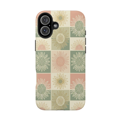 Copy of Copy of Copy of Sunflower Check iPhone Tough Phone Case — Retro Pastel Floral Protective Cover