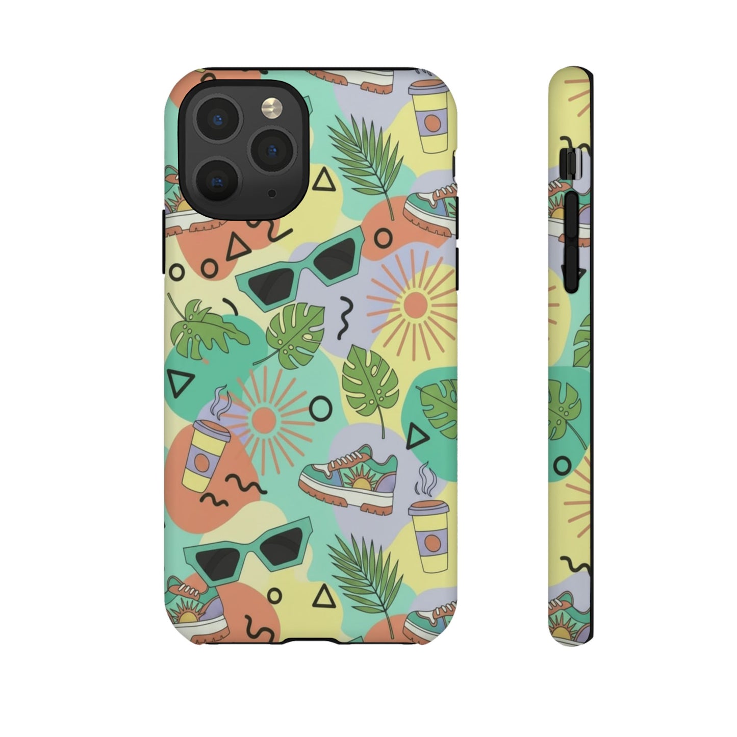 Tropical Summer Phone Case — Retro Sunglasses, Sneakers & Palm Pattern