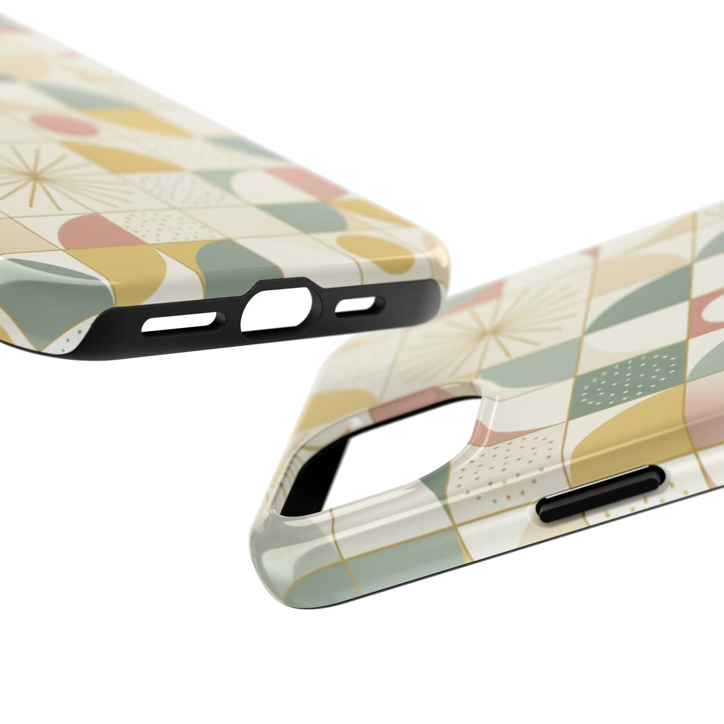 Retro Geometric Tough Phone Case — Pastel Midcentury Pattern