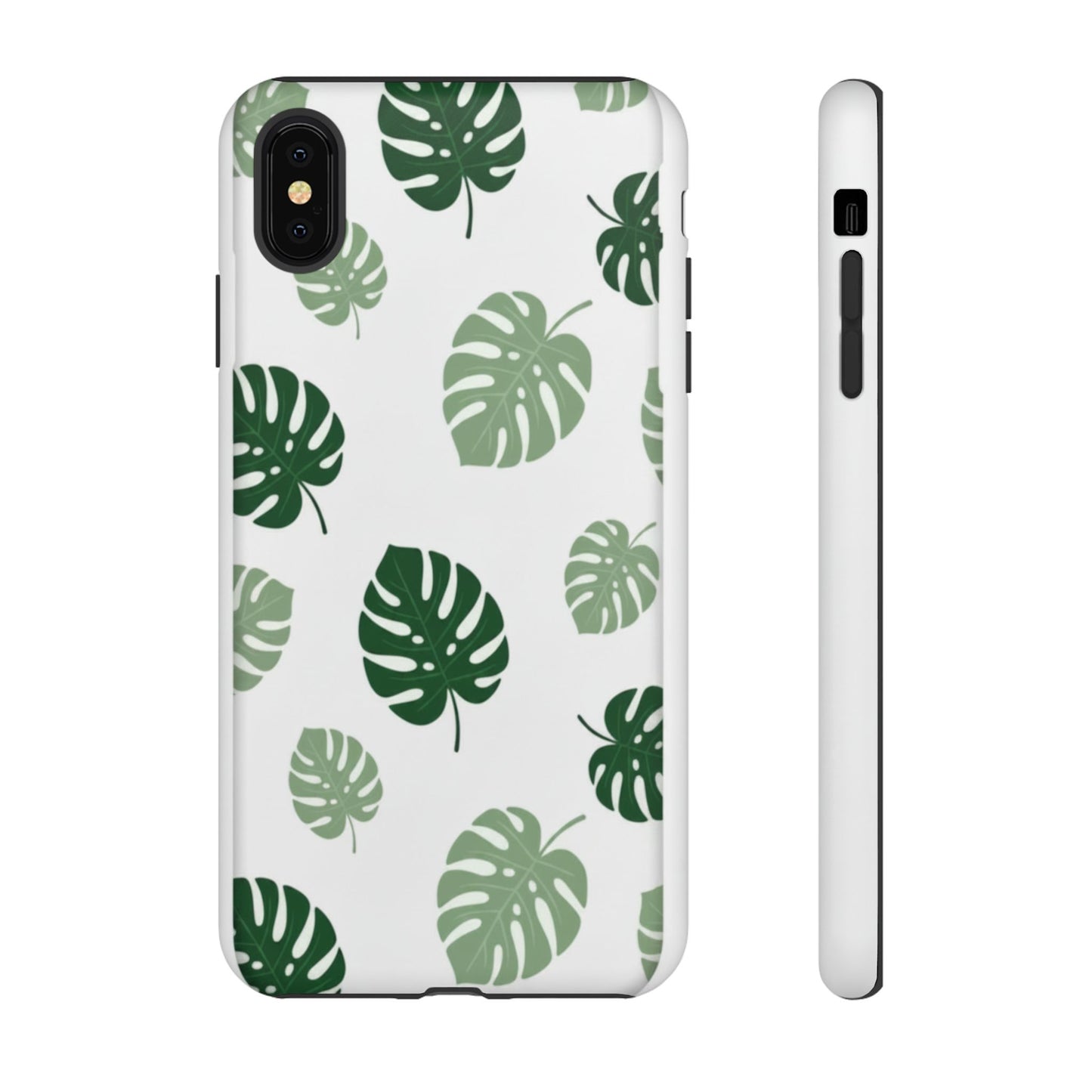 Monstera Leaf Tough Phone Case – Tropical Green Palm Pattern Protective Cover