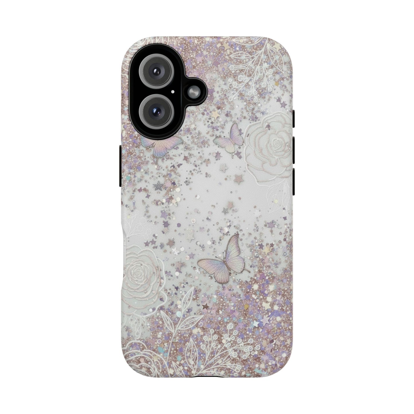 Butterfly Glitter Tough Phone Case — Floral Sparkle Protective Case