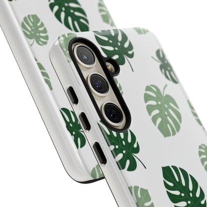 Monstera Leaf Tough Phone Case – Tropical Green Palm Pattern Protective Cover