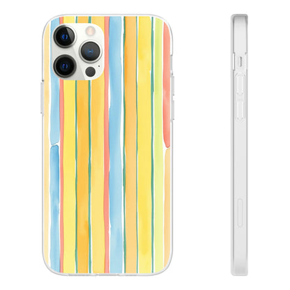 Watercolor Stripe Phone Case — Bright Pastel Vertical Stripes Protective Flexi Case