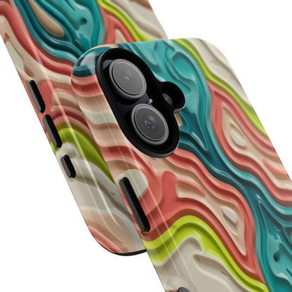 Abstract Contour Phone Case — Colorful Topographic Pattern Tough Case