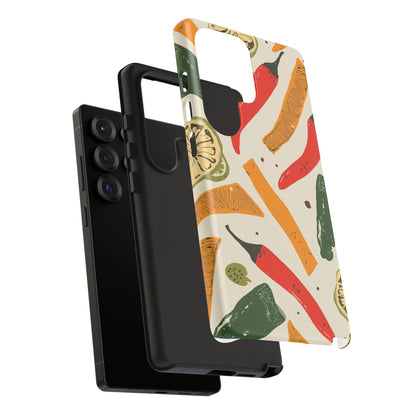 Spicy Peppers Phone Case – Colorful Chili, Lime & Citrus Pattern