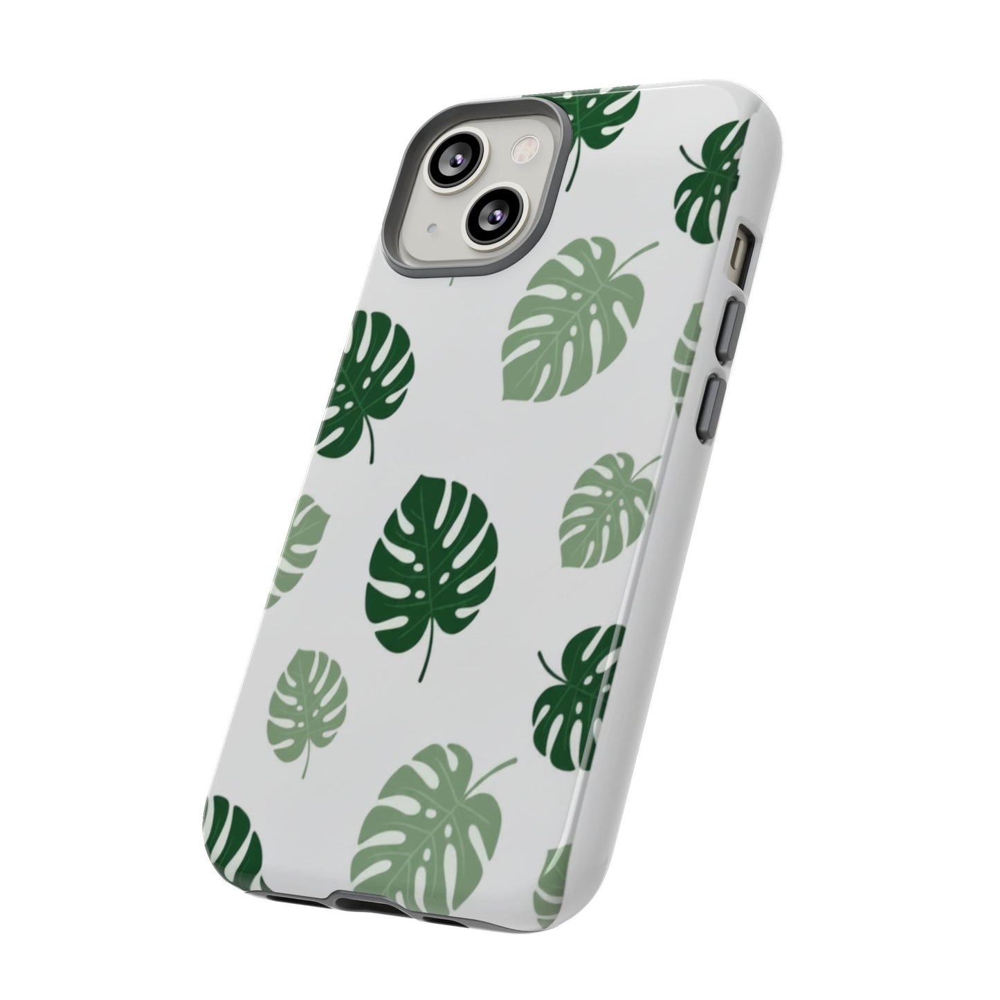 Monstera Leaf Tough Phone Case – Tropical Green Palm Pattern Protective Cover