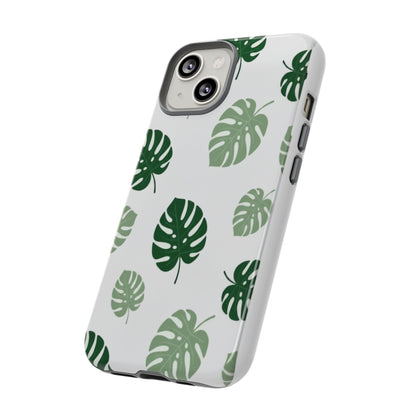 Monstera Leaf Tough Phone Case – Tropical Green Palm Pattern Protective Cover