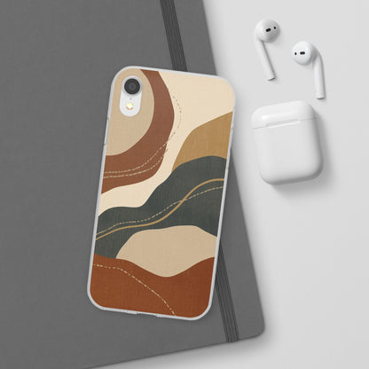 Abstract Earth Tone Phone Case — Boho Wavy Flexi Case