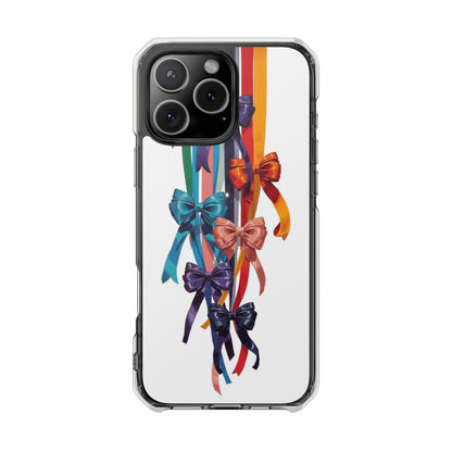 Clear Magnetic Phone Case — Colorful Ribbon Bows Design