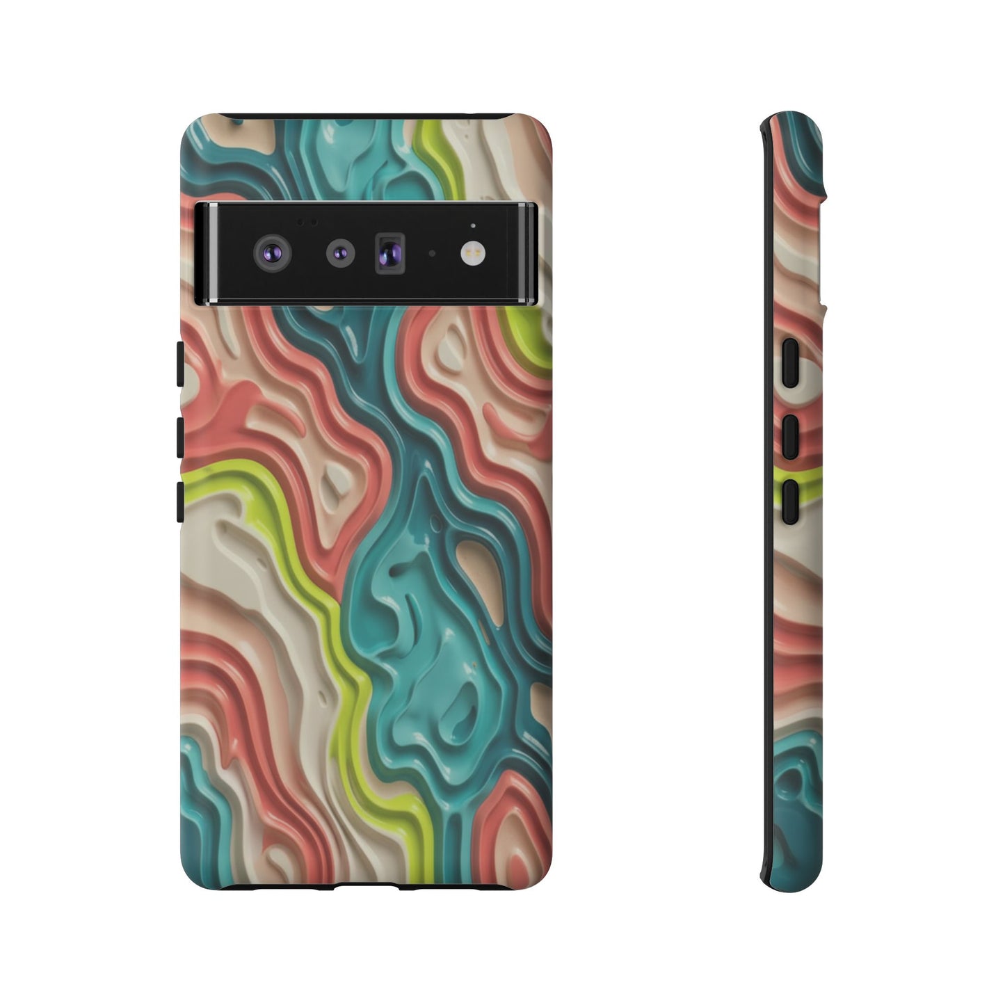 Abstract Contour Phone Case — Colorful Topographic Pattern Tough Case