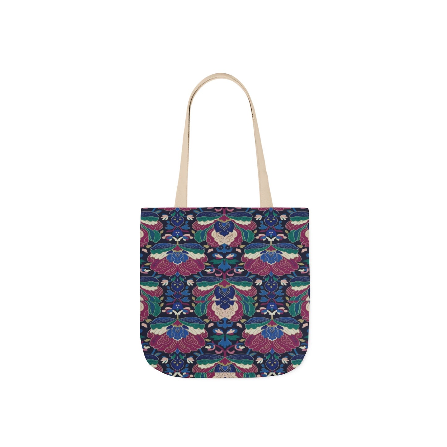 Floral Kaleidoscope Canvas Tote Bag — Colorful Patterned Market Tote