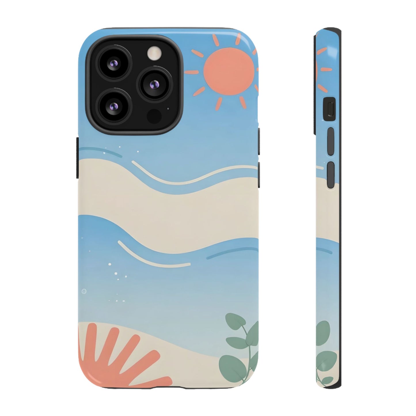 Beach Waves Tough Phone Case — Summer Sun & Seashell Protective Cover